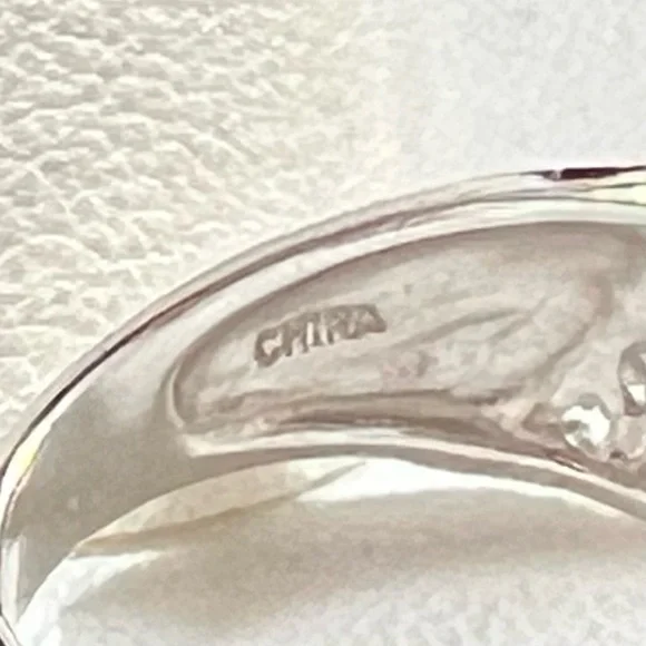 Ornate CZ Solitaire Sterling Silver Ring